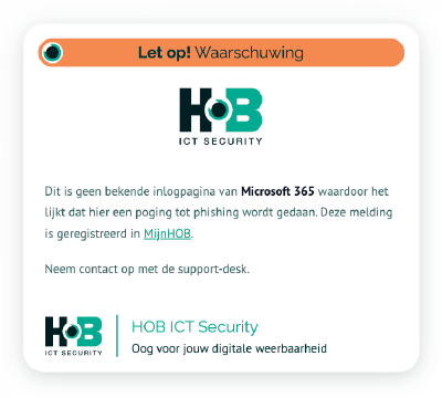 De melding die de browserextensie toont bij een vermoedelijke Phishing-poging.