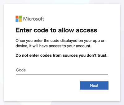 
De legitieme device code Microsoft-loginpagina.
