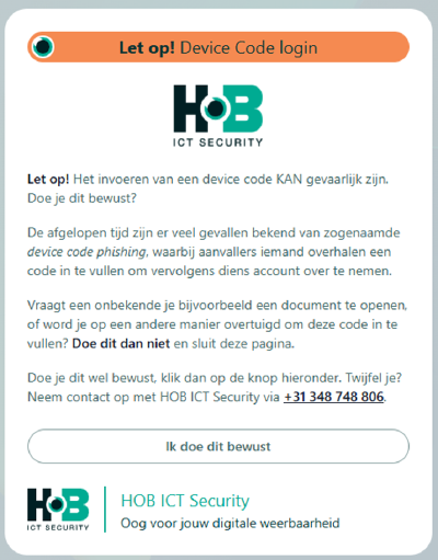 
De waarschuwing vanuit de HOB browserextensie.
