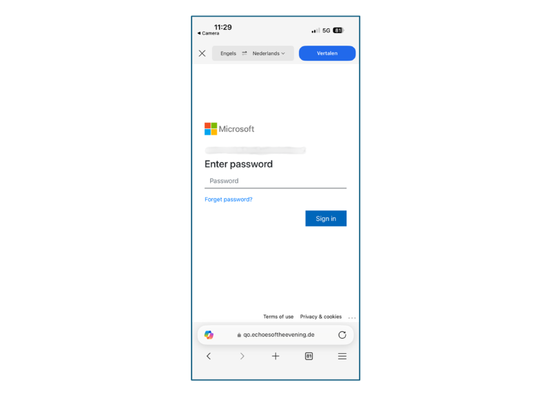 Fake Microsoft login pagina