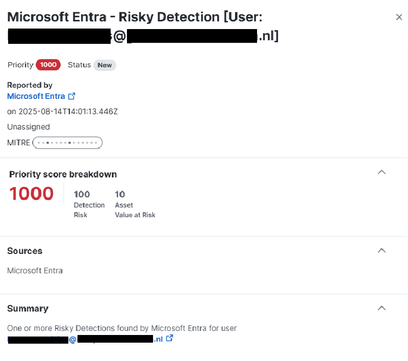 
Risky-user melding binnen ons SOC
